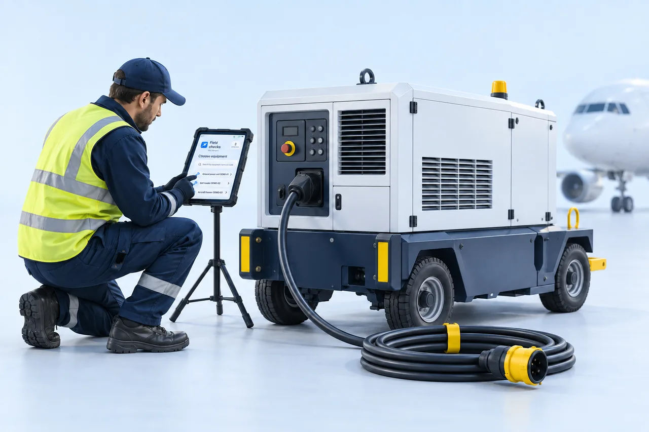 GSE equipment check illustration with demo tablet data
